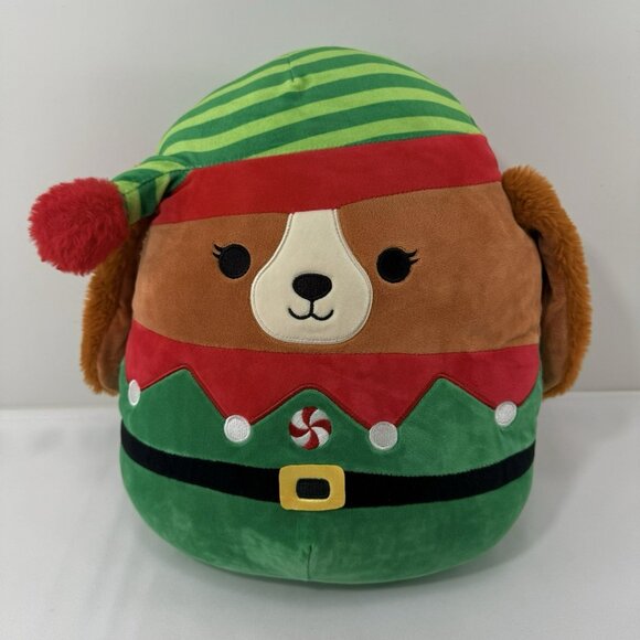 Squishmallows Christmas Plush Toy Darcy Elf King Charles Spaniel Dog Squishy Big - Picture 1 of 12